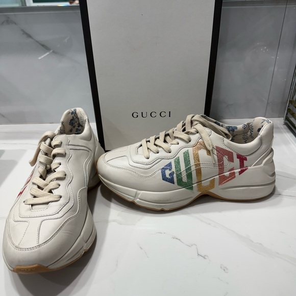 Gucci Rhyton Glitter Sneakers Size 39.5 - Picture 1 of 5
